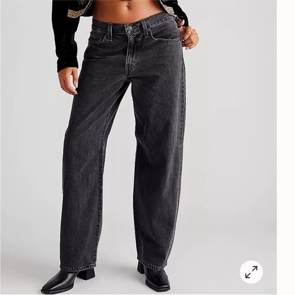 free people x levis Denim - FP x Levis Classic Black Straight Leg Women's Daddy baggy Jeans. Boot Barn